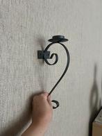Vintage metalen wandkandelaar golvend zwart, Zwart, Ophalen of Verzenden, Zo goed als nieuw, Metaal