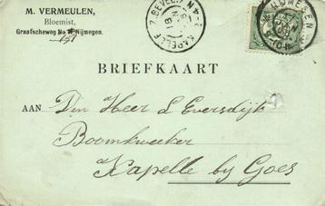 M. Vermeulen, Bloemist, Nijmegen - 01.1906 - briefkaart beschikbaar voor biedingen