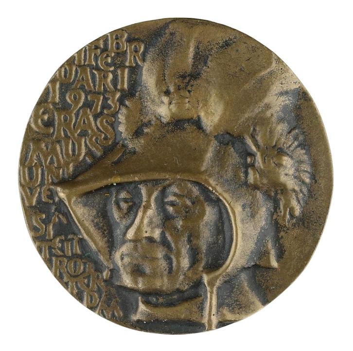 Eric Claus - Penning, 1973 : Erasmus Universiteit, Postzegels en Munten, Penningen en Medailles, Brons, Nederland, Verzenden
