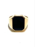 14k gouden zegelring met een onyx, -, 19 tot 20, Ophalen of Verzenden, Zo goed als nieuw