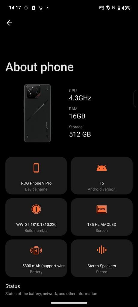 Rog Phone 9 Pro 16GB/512Gb, Telecommunicatie, Mobiele telefoons | Telefoon-opladers, Zo goed als nieuw, Overige merken, Ophalen of Verzenden