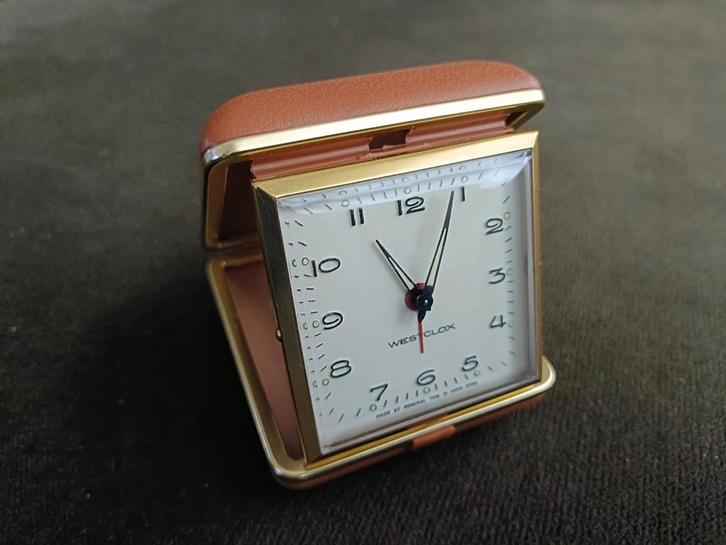 Vintage Westclox reiswekker (70's), Witgoed en Apparatuur, Wekkers, Zo goed als nieuw, Analoog, Ophalen of Verzenden