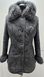 Vintage 70's lammy coat parka echt leer en schapenvacht mt S, Vintage, Ophalen of Verzenden, Maat 38/40 (M), Grijs