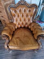 Antieke lederen fauteuil chesterfield stijl, Antiek en Kunst, Antiek | Meubels | Stoelen en Banken, Ophalen of Verzenden
