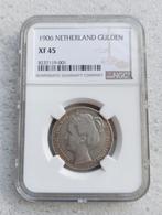 Zeldzame Gulden 1906 NGC XF45, Postzegels en Munten, Munten | Nederland, 1 gulden, Zilver, Ophalen of Verzenden, Koningin Wilhelmina