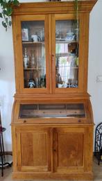 Mooie smalle hoge buffet/vitrinekast grenen, Huis en Inrichting, Ophalen, Gebruikt, 100 tot 150 cm, 200 cm of meer