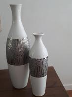 Vazen wit met zilver, Ophalen, 50 tot 75 cm, Wit, Aardewerk of Porselein