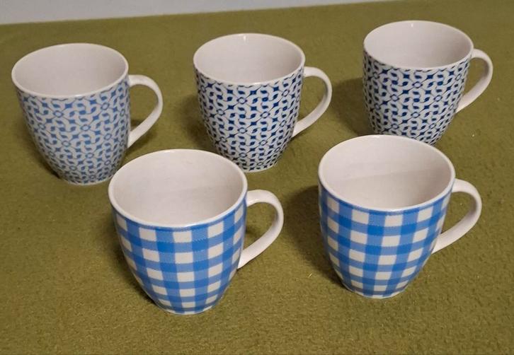 5 koffiekoppen True Blue Basics, L. Dake & Zn., Huis en Inrichting, Keuken | Servies, Gebruikt, Kop(pen) en/of Schotel(s), Overige stijlen