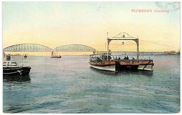 970374 Nijmegen Gld 1919 Gierpont Grierbrug Veerpont Waal, Verzamelen, Ansichtkaarten | Nederland, Gelopen, Gelderland, Voor 1920