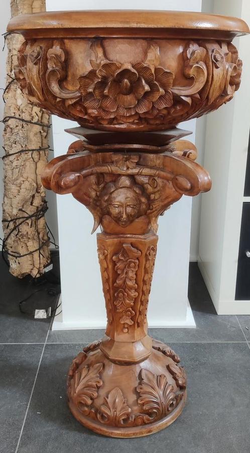 Grote houten rijk versierde console/plantenstandaard, Antiek en Kunst, Antiek | Woonaccessoires, Ophalen