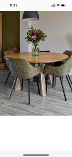 Woood tafel 150 cm diameter met woood trolleykast, Huis en Inrichting, Tafels | Eettafels, Ophalen, Zo goed als nieuw, Rond, 100 tot 150 cm