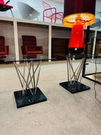 Twee design tafels bijzettafels glastafels, Ophalen of Verzenden