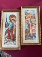 Vintage Franse Wandprenten Set '70s Big-Eye Art, Ophalen of Verzenden