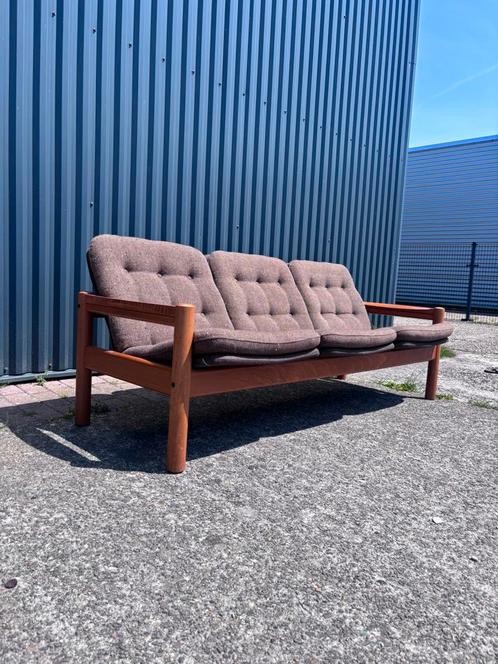 Vintage design bank domino teak deens, Huis en Inrichting, Banken | Bankstellen, Gebruikt, Tweepersoons, 150 tot 200 cm, 75 tot 100 cm