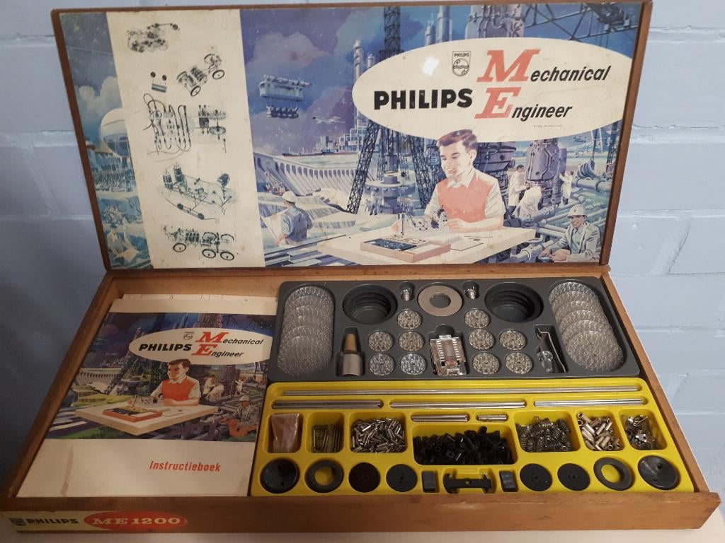 Philips Mechanical Engineer ME1200 bouwdoos - speelgoed 1965, Antiek en Kunst, Antiek | Speelgoed, Ophalen of Verzenden