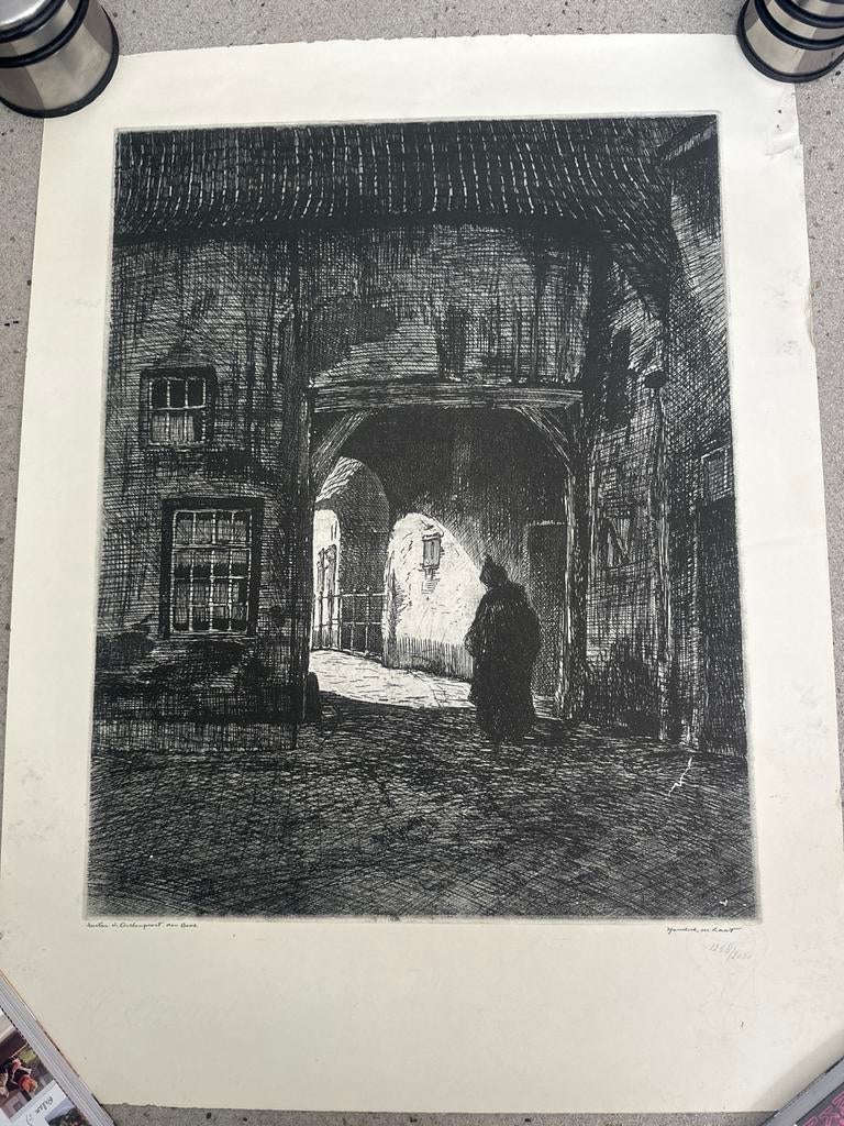 Ets Hendrik de Laat - Zuster van Orthenpoort Den Bosch, Stadsgezicht, Ophalen of Verzenden, 1900 - 1949, Genummerd