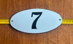 Huisnummer 7 zwaar geëmailleerd wit met zwart 20x10cm nieuw, Ophalen of Verzenden, Zo goed als nieuw