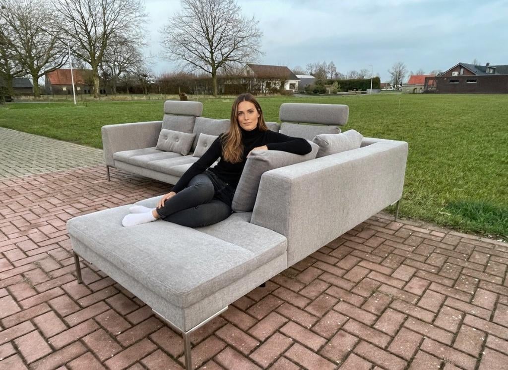 Montel Grijze Stoffen Hoekbank – Gratis Levering NL, Huis en Inrichting, Banken | Bankstellen, 75 tot 100 cm, Ophalen of Verzenden