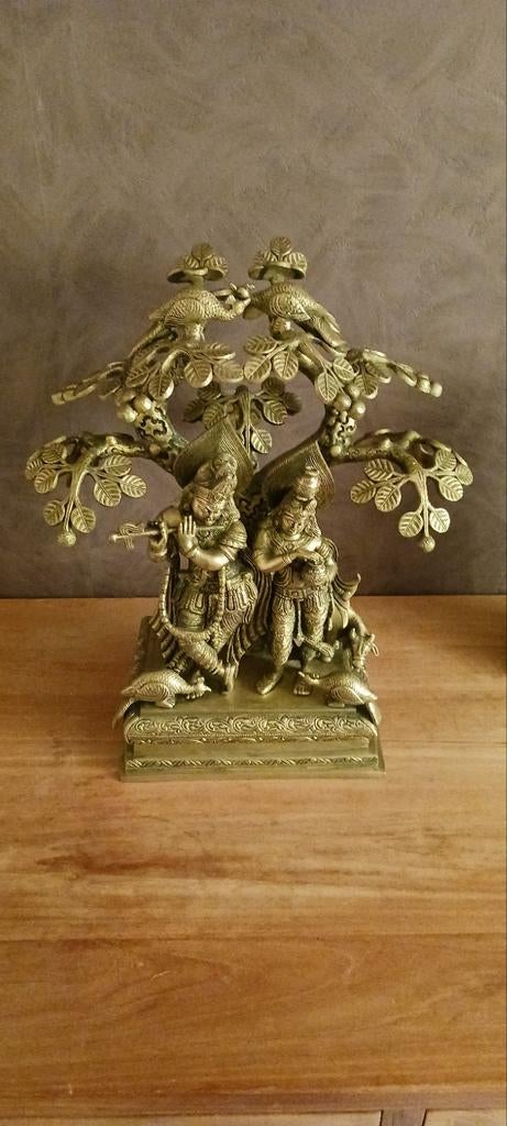 RADHA EN KRISHNA GROOT  BRONZEN 43 CM MESHINDOEISME  BEELD, Ophalen of Verzenden