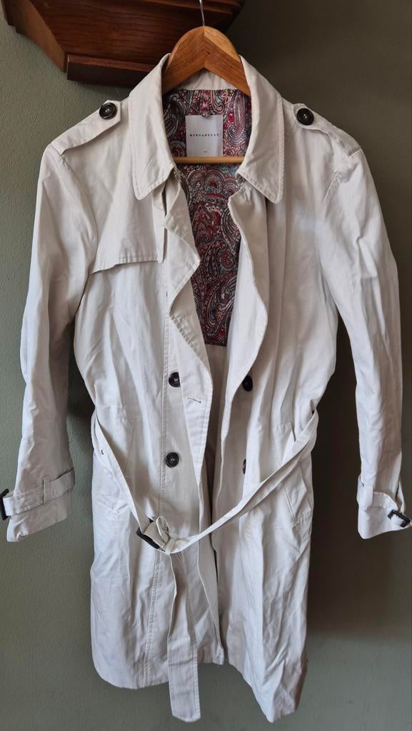 Zgan Rino & Pelle off White trenchcoat mt 44, Wit, Maat 42/44 (L), Ophalen of Verzenden, Zo goed als nieuw