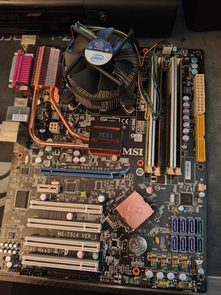 MSI P45 Neo 3 Moederbord set met CPU, cooler en ram, Computers en Software, Moederborden, Zo goed als nieuw, Intel, DDR2, Ophalen