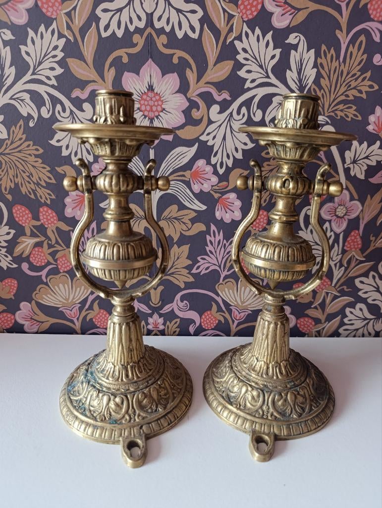 Set van 2 messing scheepskandelaars, Antiek en Kunst, Ophalen of Verzenden