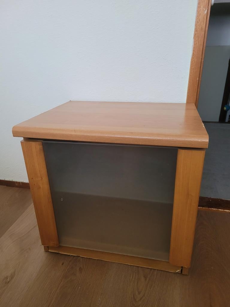 Houten kastje met glazen deur, Huis en Inrichting, Kasten | Overige, Ophalen, Gebruikt