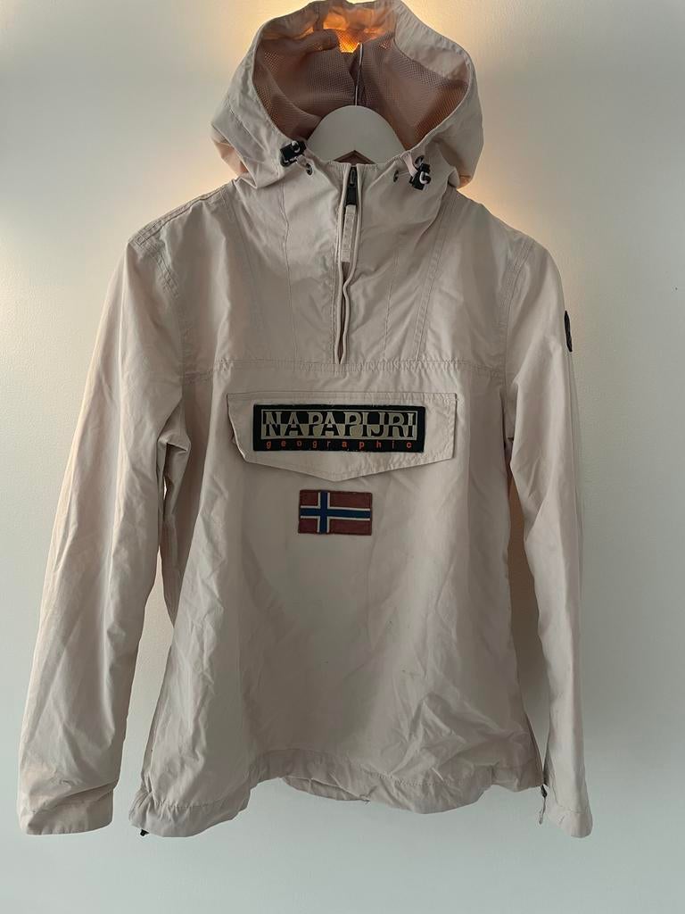 Napapijri Rainforest Anorak - Pink/Off-white - Maat M, Ophalen of Verzenden, Gedragen, Maat 38/40 (M), Beige