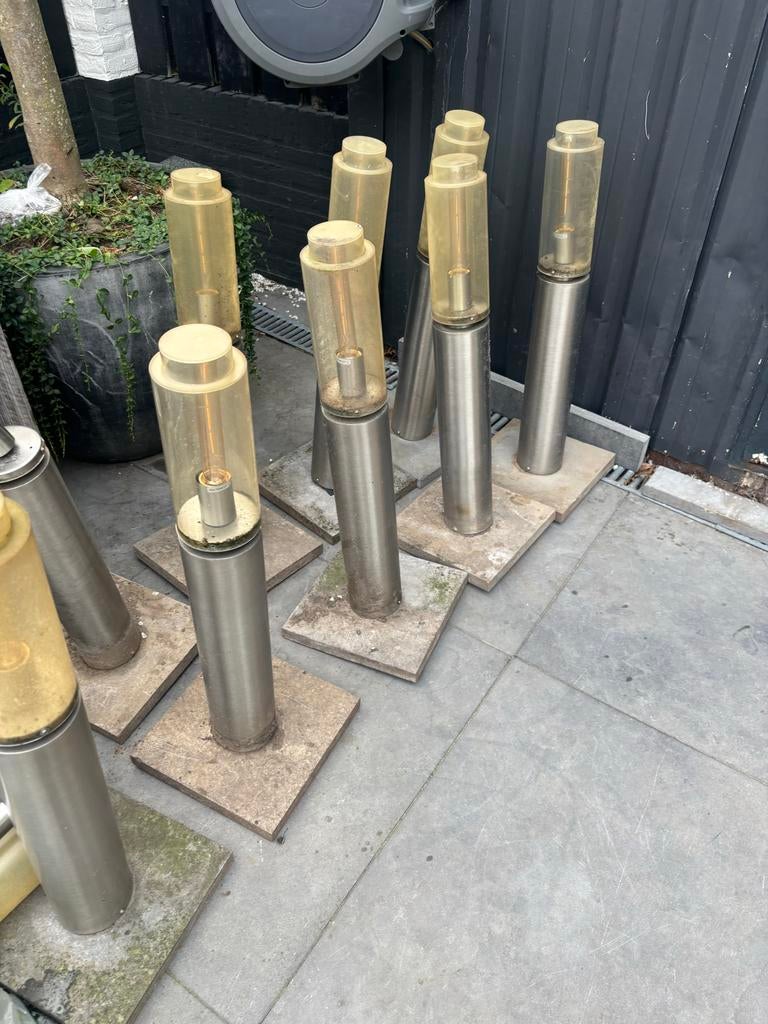 Tuin- en muurverlichting set (13 stuks), Ophalen, Gebruikt, Netvoeding, Rvs