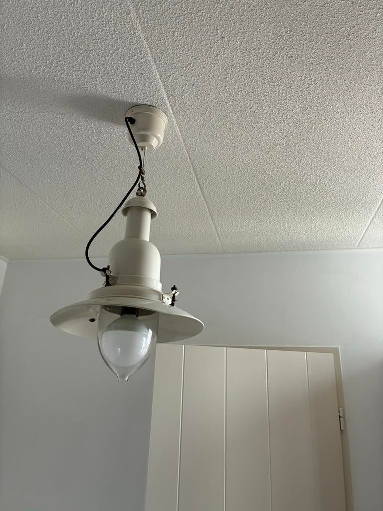 Witte kajuit hanglamp, Ophalen of Verzenden, Gebruikt, Glas, 50 tot 75 cm