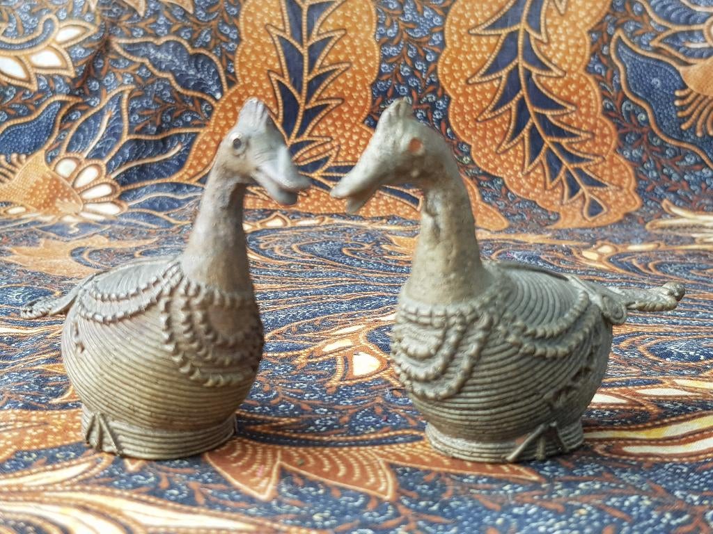 Mooi stel antieke ganzen uit India van brons 9 cm., Ophalen of Verzenden