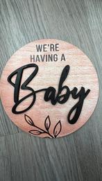 Houten bordje zwangerschap aankondiging, Kinderen en Baby's, Babymode-accessoires, Ophalen of Verzenden, Nieuw
