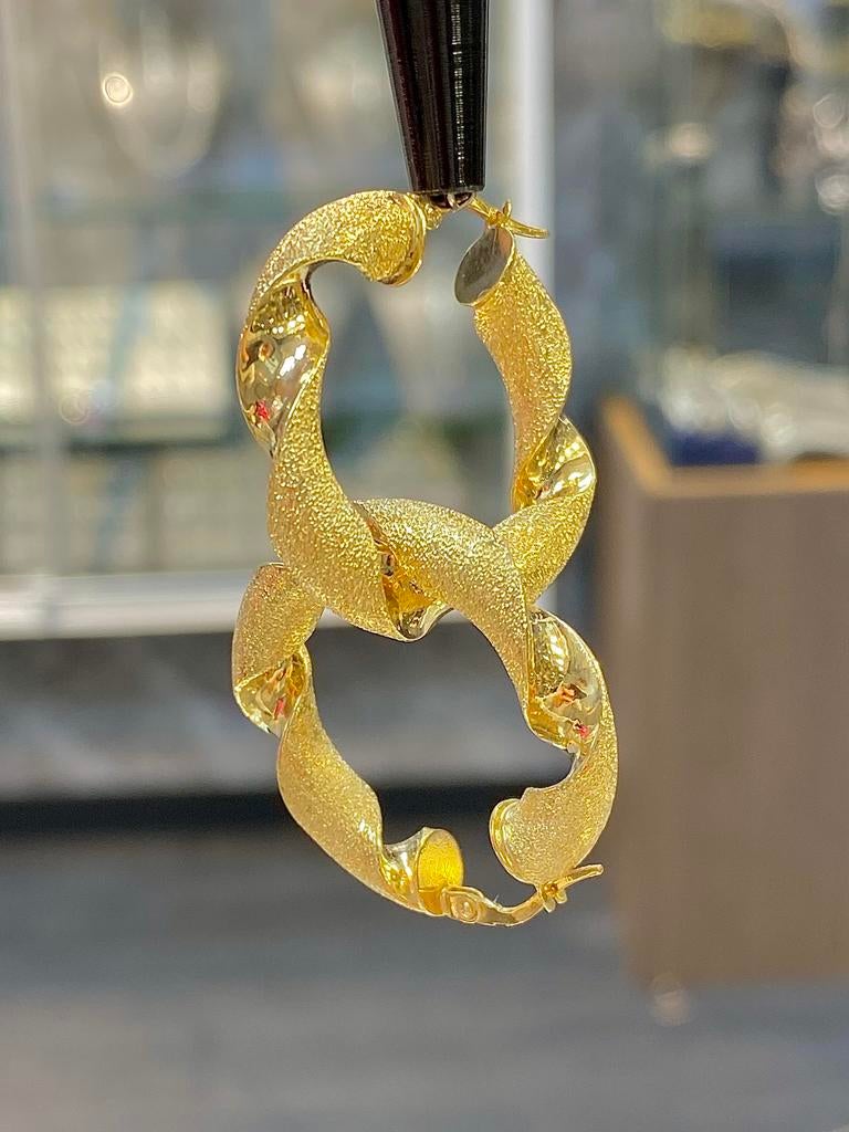14k Gouden Gedraaide Creolen, Ophalen of Verzenden, Nieuw, Goud, Goud