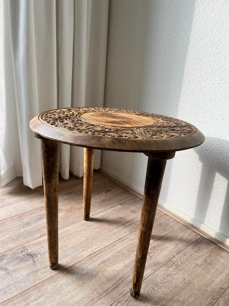 Bijzet tafel vintage, 45 tot 60 cm, Minder dan 55 cm, Rond, Ophalen of Verzenden
