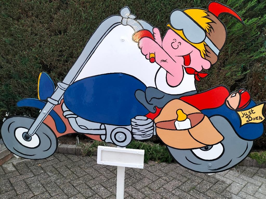 Geboorteborden ooievaar o.a. baby motor, unieke keuze., Kinderen en Baby's, Ophalen, Nieuw, Geboortebord