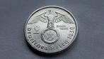 WO2 2 Reichsmark 1939A zilver nazi duitsland., Ophalen of Verzenden, Duitsland, Losse munt, Zilver