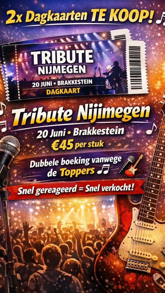 Tribute 20 juni 2x Dagkaart Nijmegen., Tickets en Kaartjes