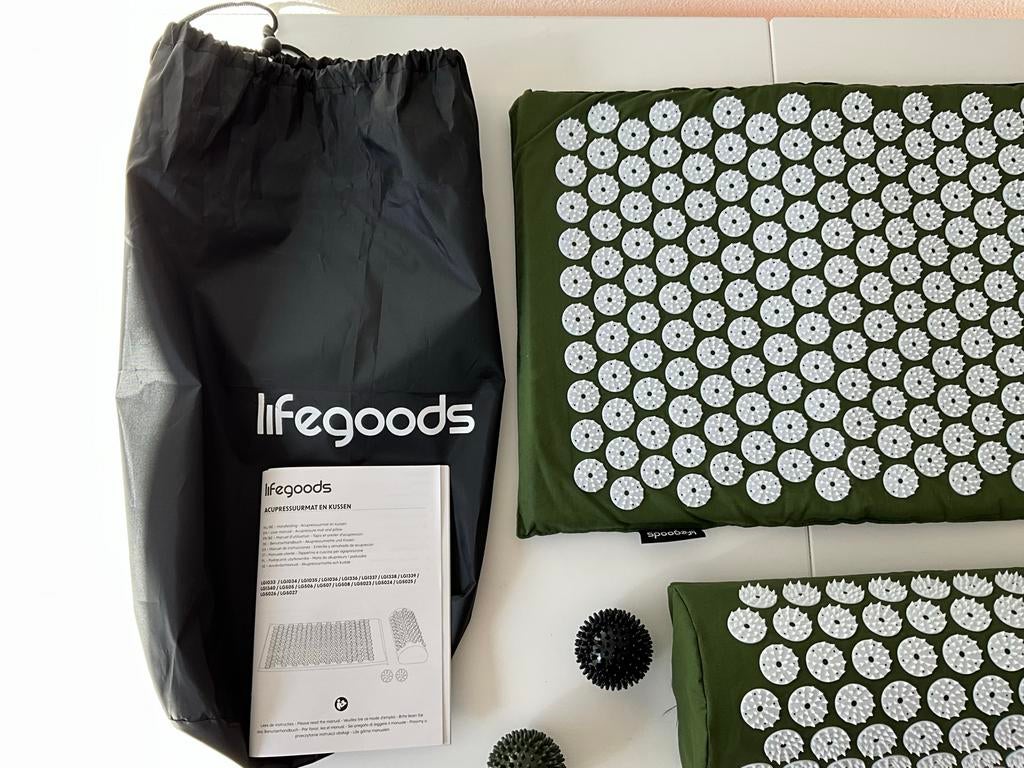 LifeGoods Acupressuur Mat + Kussen - Ontspanning & Massage, Ophalen of Verzenden, Nieuw, Massagestoel of Kussen