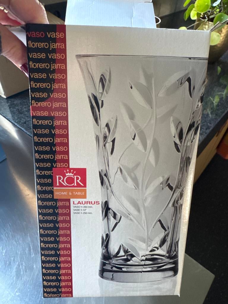 Elegante RCR Laurus Vaas - Nieuwstaat, Overige kleuren, Nieuw, Ophalen of Verzenden, Glas