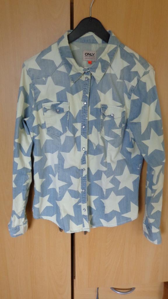 Jeansblouse/jasje met sterren print, Only, Blauw, Nieuw, Ophalen