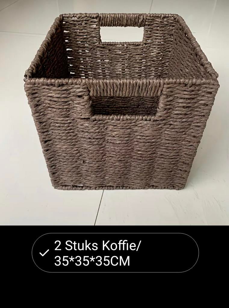 6 donkerbruine opberg manden, Ophalen, Mand, Vierkant, Zo goed als nieuw