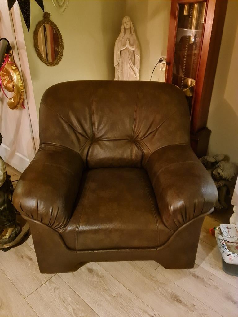 Feauteuil stoel, Huis en Inrichting, Fauteuils, Ophalen, Leer, 50 tot 75 cm