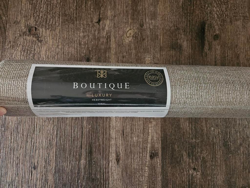 Luxe Boutique Vinyl Behang - Chenille Taupe/Goud, Ophalen, Minder dan 10 m², Bruin, Luxe, Chenille, Modern