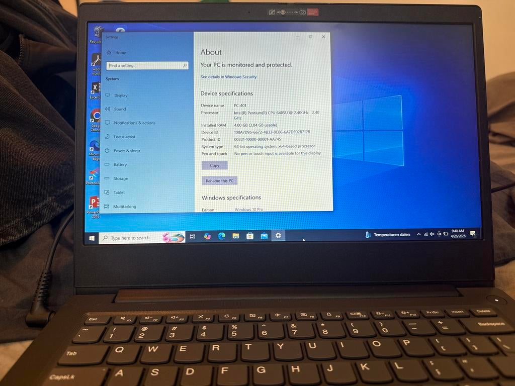 Lenovo Laptop met Intel Pentium, 4GB RAM, Windows 10 Pro, Gebruikt, HDD, 2 tot 3 Ghz, Ophalen of Verzenden