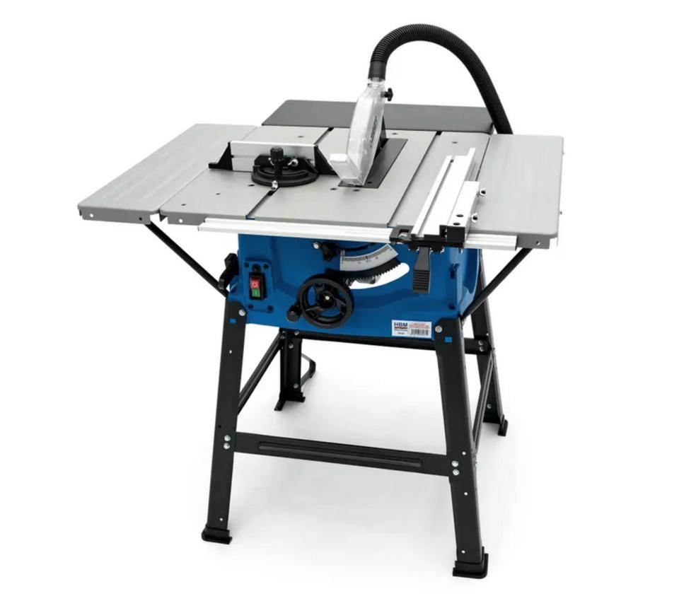 HBM 250 mm. Cirkelzaagtafel Met 2 Zijtafels 2000 Watt, Ophalen, 70 mm of meer, Zo goed als nieuw, Lintzaag