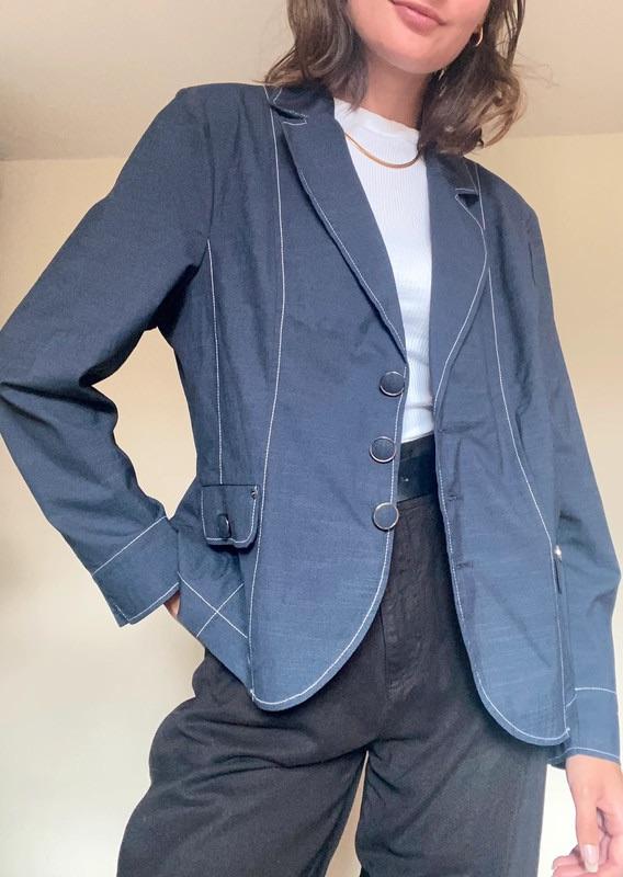 Blauw marine blazer maat L / 40 jasje colbert, Blauw, Maat 42/44 (L), Ophalen of Verzenden, Zo goed als nieuw