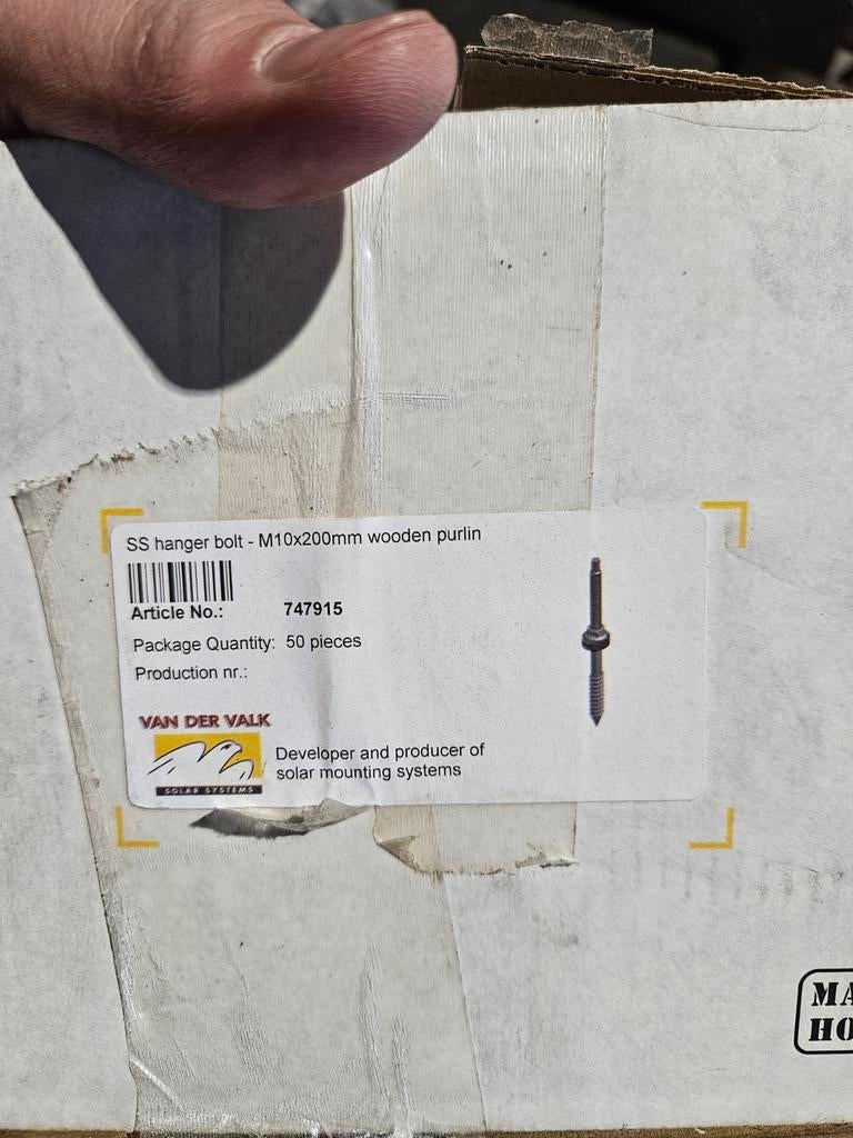 3 dozen Van der Valk stokschroeven M10x200mm, Ophalen