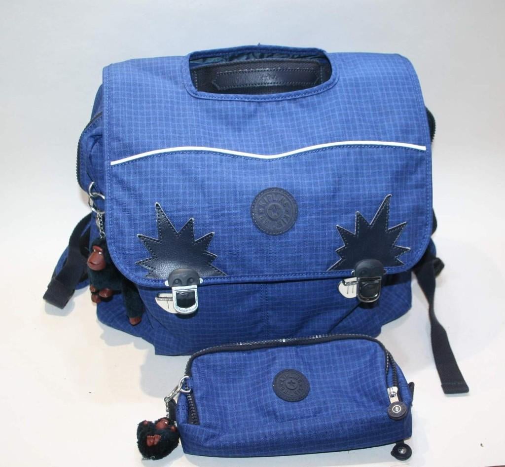 Kipling schooltas / rugzak Iniko + aapje + pennetas 3 delig, Verzenden, Gebruikt, Rugtas