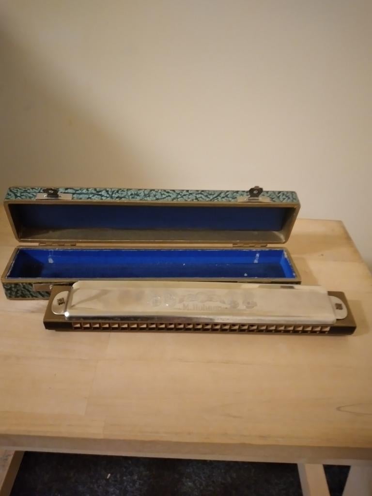 M. Hohner mondharmonica met koffer, Gebruikt, Overige typen, Chromatisch, Ophalen of Verzenden