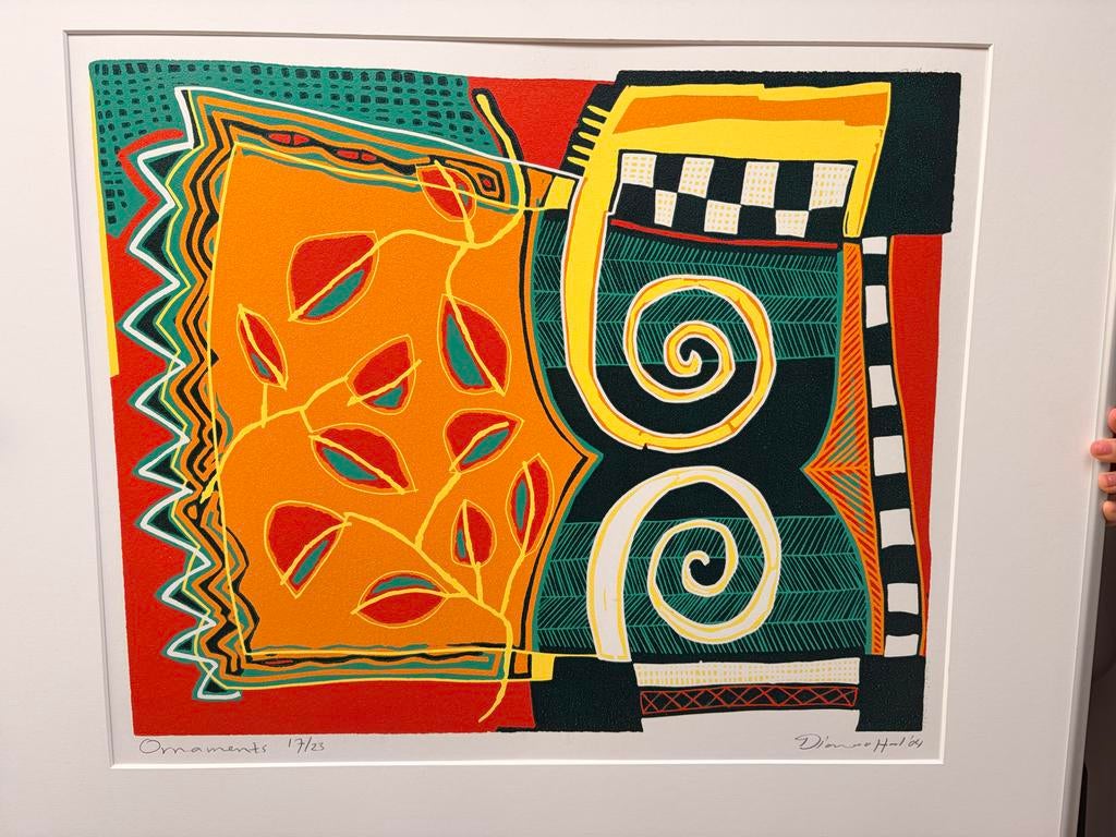 Kleurrijke Zeefdruk 'Ornaments' van Diane Hodes (17/25), Ophalen of Verzenden, Zeefdruk, Genummerd, 1950 - 1999